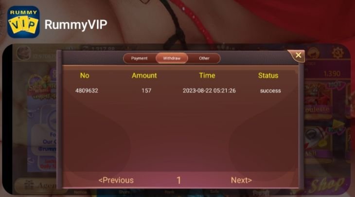 rummy vip payment proof